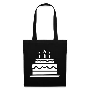 Geburtstagskuchen mit Kerzen Geschenk Geburtstag - Stoffbeutel - Schwarz - Vorne