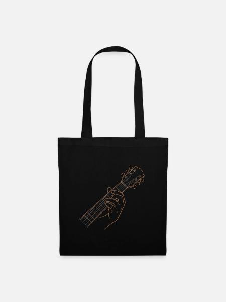 Gitarren-Griffbrett Handlinien-Kunst-Musiker-Tee - Stoffbeutel - Schwarz