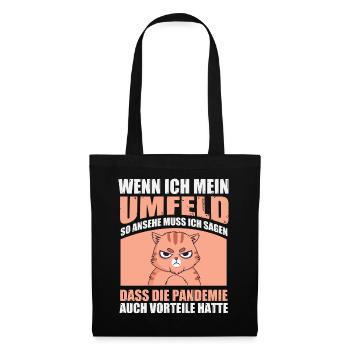 Dass die Pandemie Vorteile hatte – Katze - Stoffbeutel - Schwarz - Vorne