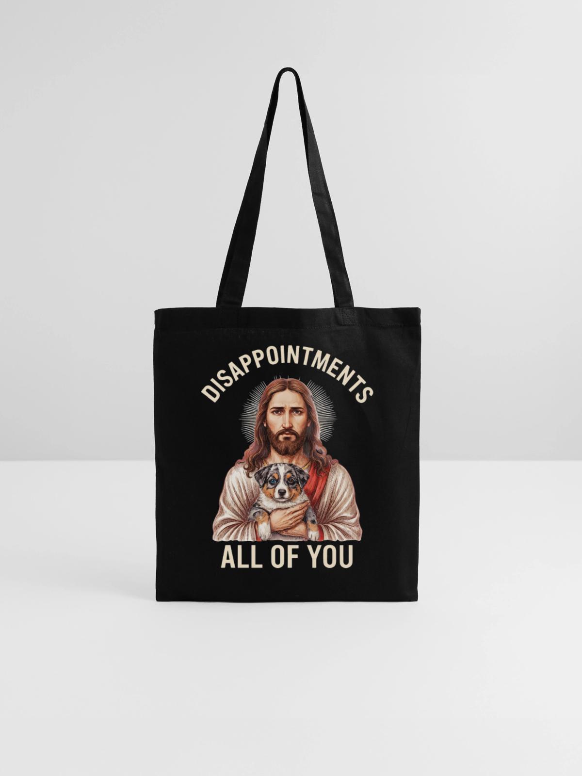 Disappointments Jesus mit Australian Shepherd - Stoffbeutel - Schwarz - Vorne