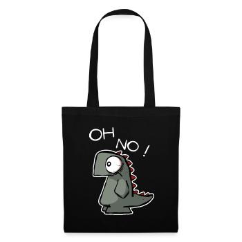 Oh No !  Lustiger Dino für Shirts und Sticker - Stoffbeutel - Schwarz - Vorne
