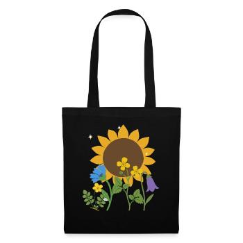 Blumen floral Blumenmotiv Zeichnung Blumenfreunde - Stoffbeutel - Schwarz - Vorne