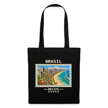 Brasilien Recife Vintage Reisemarke - Stoffbeutel - Schwarz - Vorne