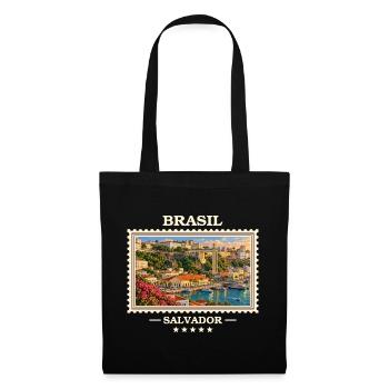 Brasilien Salvador Vintage Reisemarke - Stoffbeutel - Schwarz - Vorne