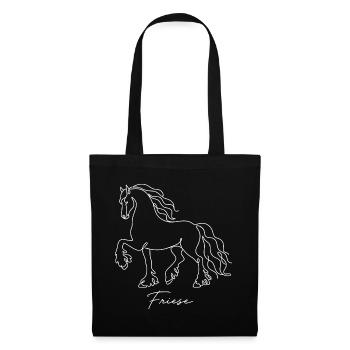Friese Pferd Line Art Minimalistisch Elegant - Stoffbeutel - Schwarz - Vorne