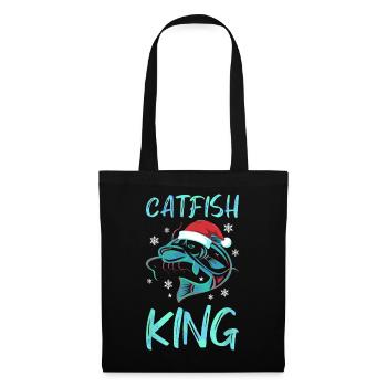 Catfish King Wels Angeln Angler Weihnachten - Stoffbeutel - Schwarz - Vorne