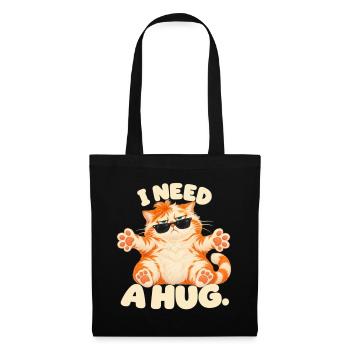 Katze mit Sonnenbrille – I Need a Hug - Stoffbeutel - Schwarz - Vorne