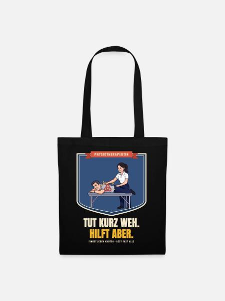 Physiotherapeutin – Geschenk Physio Spruch lustig - Stoffbeutel - Schwarz