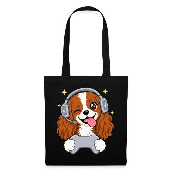 Gaming Cavalier King Charles Spaniel Headset  - Stoffbeutel - Schwarz - Vorne