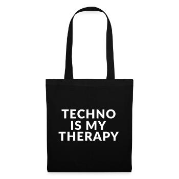 Techno ist meine Therapie - Stoffbeutel - Schwarz - Vorne