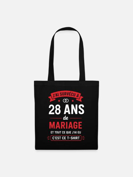 28 Jahre Ehe Tee Humor - Stoffbeutel - Schwarz