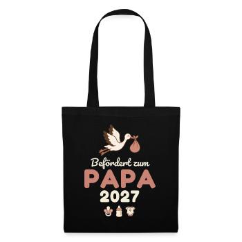 Befördert zum Papa 2027 – Süß - Stoffbeutel - Schwarz - Vorne