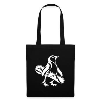 Pinguin Silhouette Snowboarder Winterurlaub - Stoffbeutel - Schwarz - Vorne