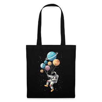 Astronaut mit Ballons Planeten Raumfahrt - Stoffbeutel - Schwarz - Vorne