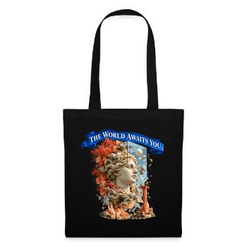 The World Awaits You – Surreale Weltreise - Stoffbeutel - Schwarz - Vorne