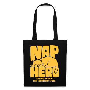 Schlafende Katze – Nap Hero - Stoffbeutel - Schwarz - Vorne