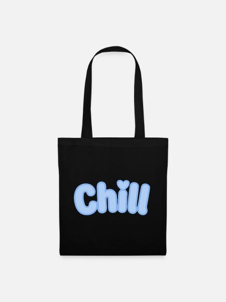 Chill Pastel Blue Bubble Text - Stoffbeutel - Schwarz