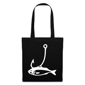 Hakenfisch Silhouette - Stoffbeutel - Schwarz - Vorne
