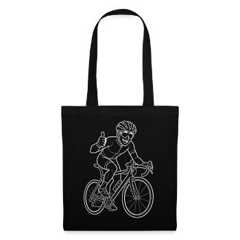 Rennrad Daumen Hoch Radfahrer Sport Line Art Shirt - Stoffbeutel - Schwarz - Vorne