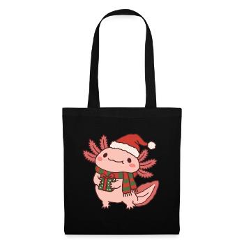 Niedlicher Weihnachts-Axolotl - Stoffbeutel - Schwarz - Vorne