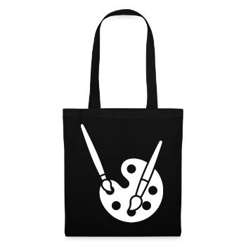 Malerei, Farbpalette, Pinsel, Kunst Symbol - Stoffbeutel - Schwarz - Vorne