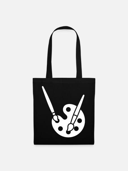Malerei, Farbpalette, Pinsel, Kunst Symbol - Stoffbeutel - Schwarz