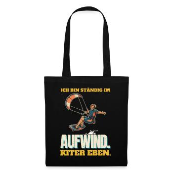 Ständig im Aufwind: Kiter eben - Stoffbeutel - Schwarz - Vorne