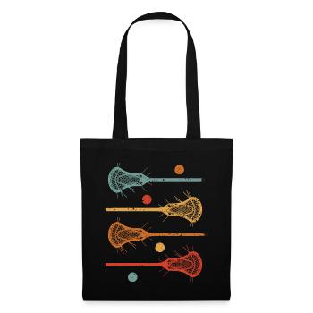 Retro Lacrosse Schläger Design Lacrosse Sportler - Stoffbeutel - Schwarz - Vorne