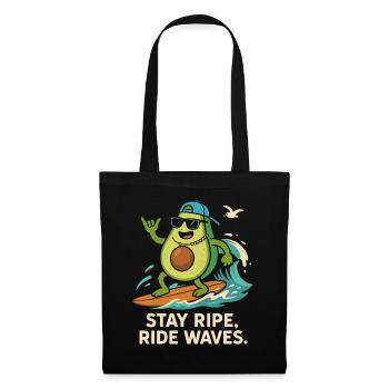 Stay ripe, ride waves - Stoffbeutel - Schwarz - Vorne