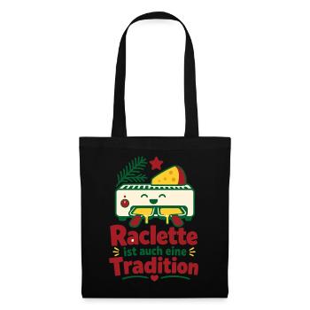 Raclette Weihnachten Lustiger Silvester Spruch - Stoffbeutel - Schwarz - Vorne