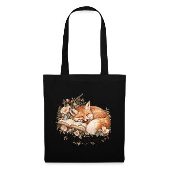 Fuchs im Blumenbuch: Nachtzauber - Stoffbeutel - Schwarz - Vorne