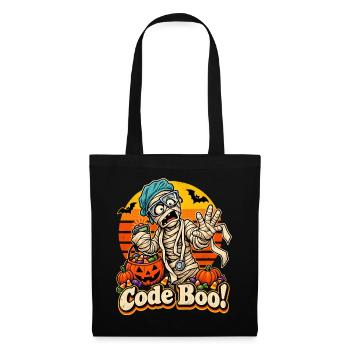 Code Boo Mumie Halloween Design - Stoffbeutel - Schwarz - Vorne
