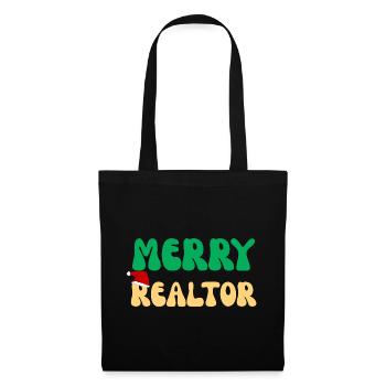 Weihnachtsimmobilienmakler festliches Weihnachtsgeschenk - Stoffbeutel - Schwarz - Vorne
