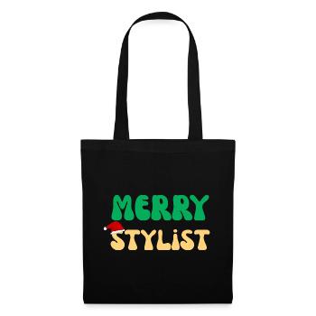 Frohe Stylistin Weihnachten Friseur Salon Geschenk - Stoffbeutel - Schwarz - Vorne
