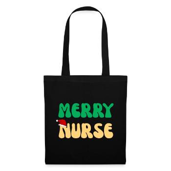 Frohe Nurse Weihnachtspullover Retro Nurse Geschenk - Stoffbeutel - Schwarz - Vorne