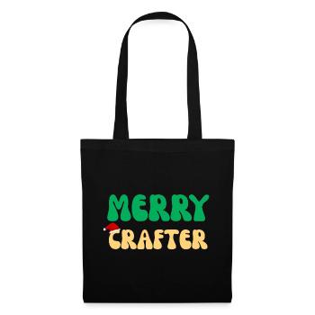 Fröhliches Bastelhandwerker-Weihnachtsgeschenk Retro-DIY-Stricken Ho - Stoffbeutel - Schwarz - Vorne