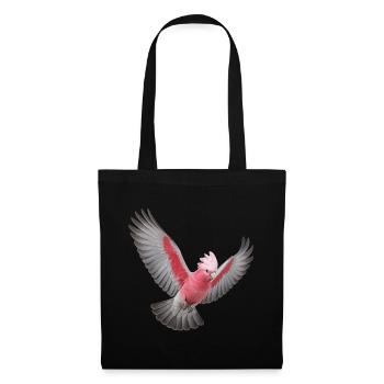 Rosakakadu im Flug – rosa Vogel mit grauen Flügeln - Stoffbeutel - Schwarz - Vorne
