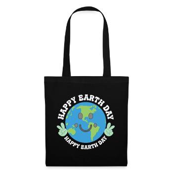 Happy Earth Day Smiling Planet Celebration - Stoffbeutel - Schwarz - Vorne
