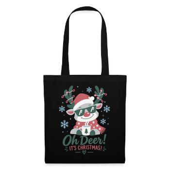 Oh Deer! Es ist Weihnachten - Stoffbeutel - Schwarz - Vorne