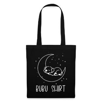 Bubu Shirt – Schlafendes Baby auf Mond, Weiß - Stoffbeutel - Schwarz - Vorne