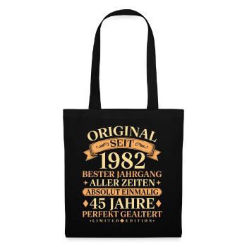 Geburtstag 1982 Jahrgang Einmalig 45 Jahre - Stoffbeutel - Schwarz - Vorne