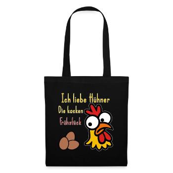 Ich liebe Hühner lustiger Spruch - Stoffbeutel - Schwarz - Vorne