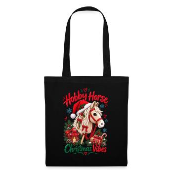 Niedliches Hobbypferd-Weihnachtsdesign - Stoffbeutel - Schwarz - Vorne