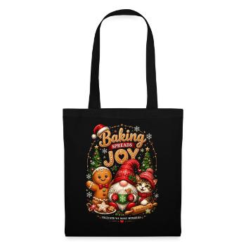 Gourmet Christmas Joy: Kekse und Katzen - Stoffbeutel - Schwarz - Vorne