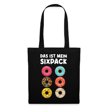 Das ist mein Sixpack Donut Six Pack Donuts Spruch - Stoffbeutel - Schwarz - Vorne