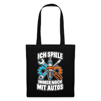 Ich spiele immer noch mit Autos – Schrauber - Stoffbeutel - Schwarz - Vorne