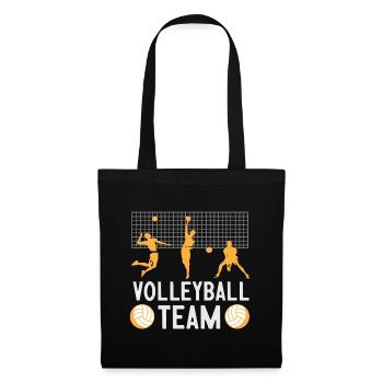 Volleyball Team – Spieler Silhouetten Orange - Stoffbeutel - Schwarz - Vorne