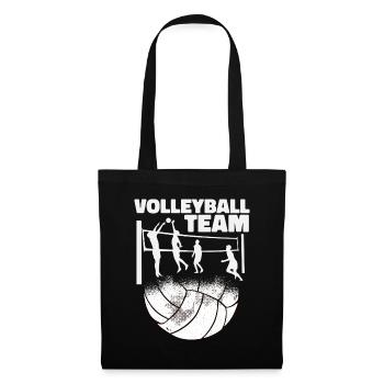 Volleyball Team – Spieler am Netz - Stoffbeutel - Schwarz - Vorne