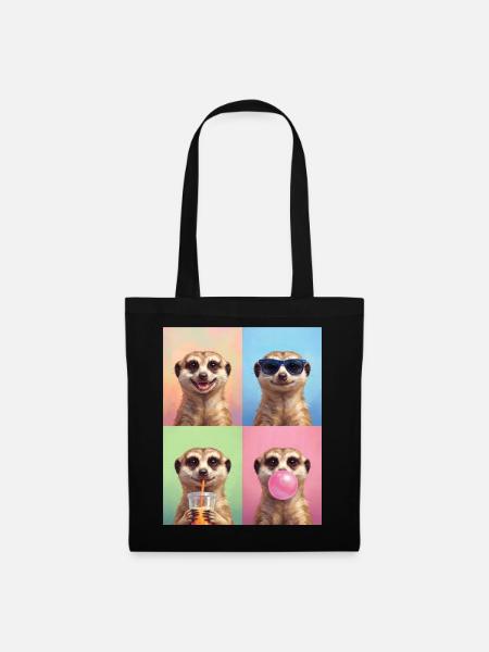 Meerkat Erdmännchen - Stoffbeutel - Schwarz