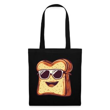Lachender Toast mit Sonnenbrille - Stoffbeutel - Schwarz - Vorne